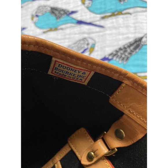 Dooney & Bourke Shoulder Bag Tote Leather Canvas Red Adjustable Straps Made USA - Picture 6 of 12